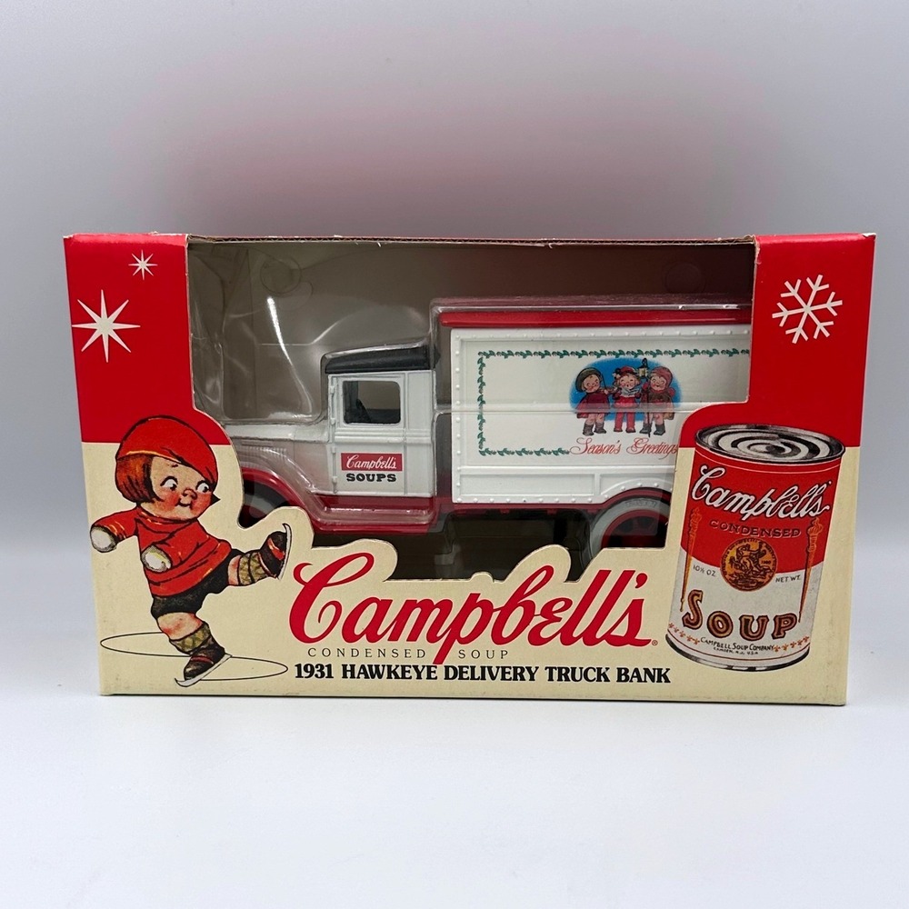 VTG ERTL Campbell's Soup 1931 Hawkeye Delivery Truck Coin Bank Die Cast NIB